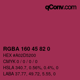 Color code: RGBA 160 45 82 0 | qconv.com