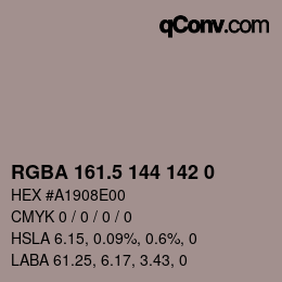 Farbcode: RGBA 161.5 144 142 0 | qconv.com