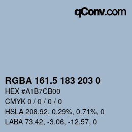Color code: RGBA 161.5 183 203 0 | qconv.com