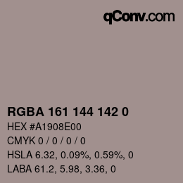 Color code: RGBA 161 144 142 0 | qconv.com