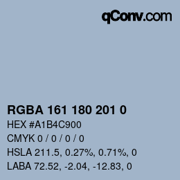 Color code: RGBA 161 180 201 0 | qconv.com