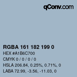 Color code: RGBA 161 182 199 0 | qconv.com