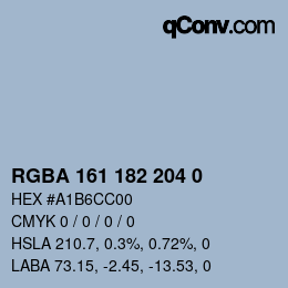 Color code: RGBA 161 182 204 0 | qconv.com