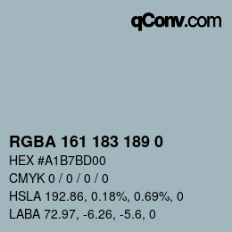 Color code: RGBA 161 183 189 0 | qconv.com