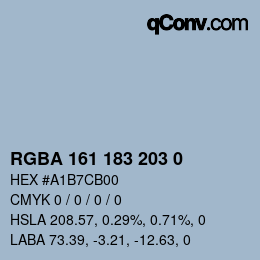 Color code: RGBA 161 183 203 0 | qconv.com