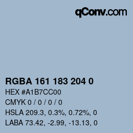 Color code: RGBA 161 183 204 0 | qconv.com