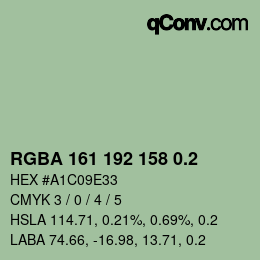 颜色代码: RGBA 161 192 158 0.2 | qconv.com
