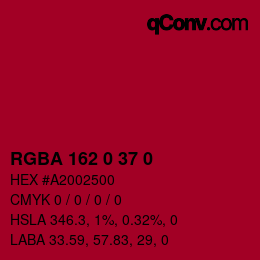 Color code: RGBA 162 0 37 0 | qconv.com