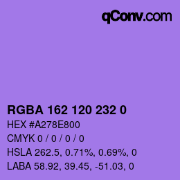 Farbcode: RGBA 162 120 232 0 | qconv.com