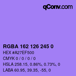 Farbcode: RGBA 162 126 245 0 | qconv.com