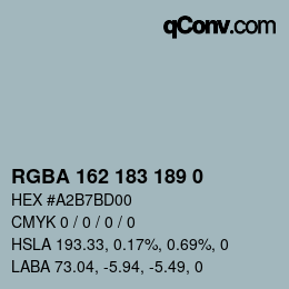 Color code: RGBA 162 183 189 0 | qconv.com