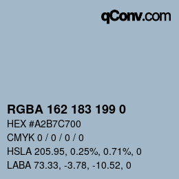カラーコード: RGBA 162 183 199 0 | qconv.com