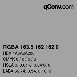 Color code: RGBA 163.5 162 162 0 | qconv.com