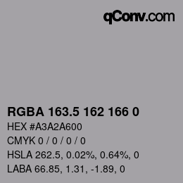 Color code: RGBA 163.5 162 166 0 | qconv.com