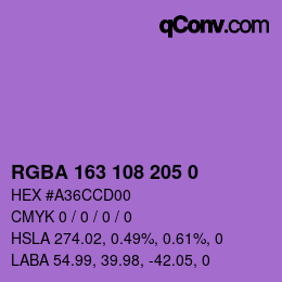 Farbcode: RGBA 163 108 205 0 | qconv.com