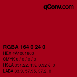 Color code: RGBA 164 0 24 0 | qconv.com