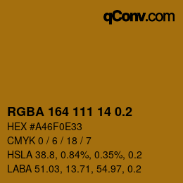 颜色代码: RGBA 164 111 14 0.2 | qconv.com