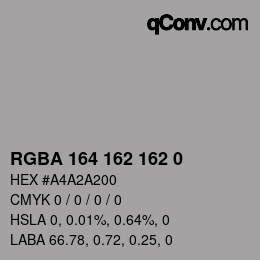 Color code: RGBA 164 162 162 0 | qconv.com