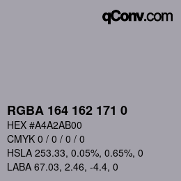Color code: RGBA 164 162 171 0 | qconv.com