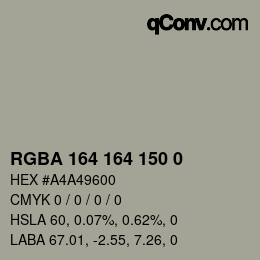 Color code: RGBA 164 164 150 0 | qconv.com