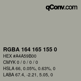 Código de color: RGBA 164 165 155 0 | qconv.com