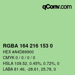 Farbcode: RGBA 164 216 153 0 | qconv.com