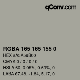 Color code: RGBA 165 165 155 0 | qconv.com