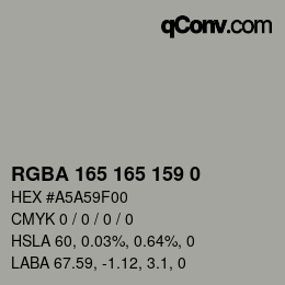 Color code: RGBA 165 165 159 0 | qconv.com