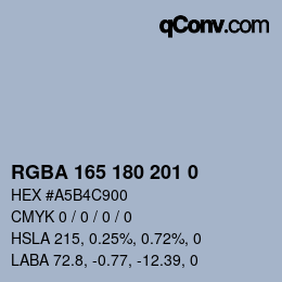 Color code: RGBA 165 180 201 0 | qconv.com