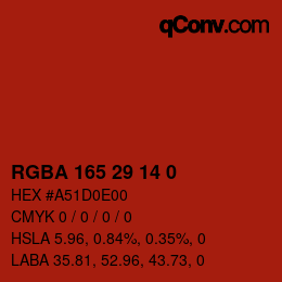 Color code: RGBA 165 29 14 0 | qconv.com