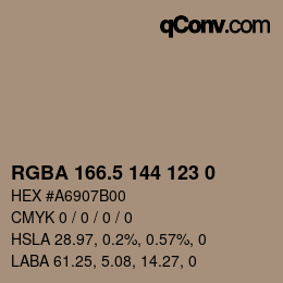 Code couleur: RGBA 166.5 144 123 0 | qconv.com
