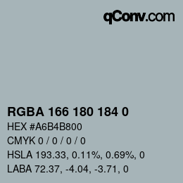 Color code: RGBA 166 180 184 0 | qconv.com