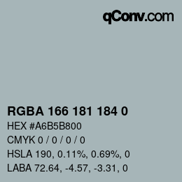 Color code: RGBA 166 181 184 0 | qconv.com