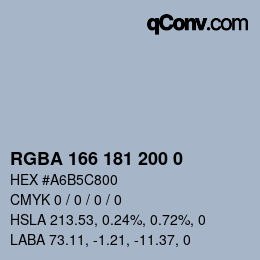 Color code: RGBA 166 181 200 0 | qconv.com