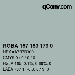 Farbcode: RGBA 167 183 179 0 | qconv.com