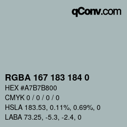 Color code: RGBA 167 183 184 0 | qconv.com