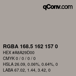 Color code: RGBA 168.5 162 157 0 | qconv.com