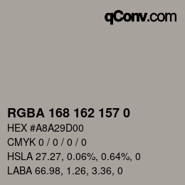 Code couleur: RGBA 168 162 157 0 | qconv.com