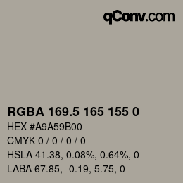 颜色代码: RGBA 169.5 165 155 0 | qconv.com