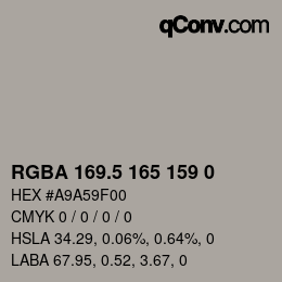 Color code: RGBA 169.5 165 159 0 | qconv.com
