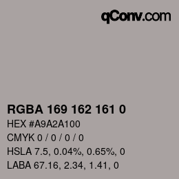 Código de color: RGBA 169 162 161 0 | qconv.com