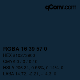 Color code: RGBA 16 39 57 0 | qconv.com