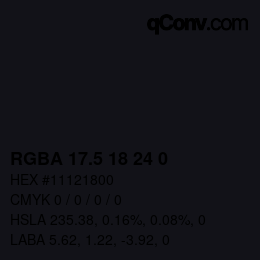Farbcode: RGBA 17.5 18 24 0 | qconv.com
