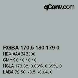 Color code: RGBA 170.5 180 179 0 | qconv.com