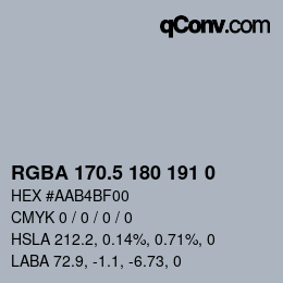 Código de color: RGBA 170.5 180 191 0 | qconv.com