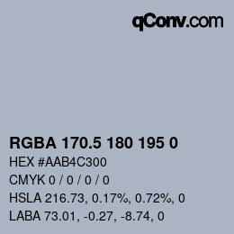 颜色代码: RGBA 170.5 180 195 0 | qconv.com