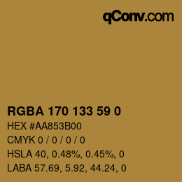 Farbcode: RGBA 170 133 59 0 | qconv.com