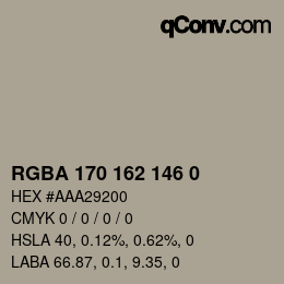 Color code: RGBA 170 162 146 0 | qconv.com
