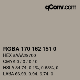 カラーコード: RGBA 170 162 151 0 | qconv.com
