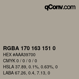 Color code: RGBA 170 163 151 0 | qconv.com